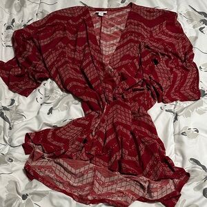 LuLaRoe Red and White Patterned Blouse